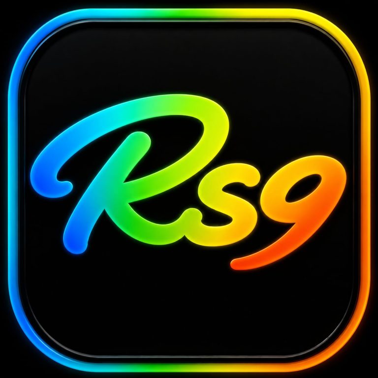 Colorful RS9 Game logo on a black background